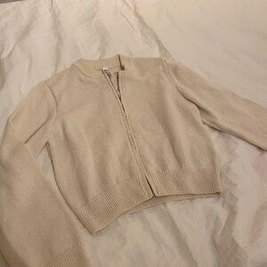 White knitted zip cardigan